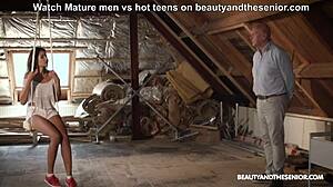 Horny Step Daughter Grips Old Man's Dick Hungrily