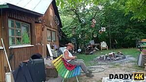 Daddy4k stepdaddy meeting turns hot outdoor pussy sex with young shaved blonde