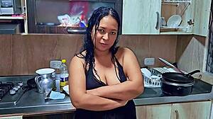 Oh god, squirting hard in the kitchen for my stepson... wanna be my horny new boy?