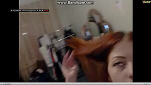 russian camgirl gulps down cum while riding cock drunk and wild on cam