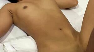 Beautiful petite 18 year old cutie fucks old black cock covered in thick cum