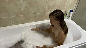 she's singing naked in the bath showing her hairy milf pussy