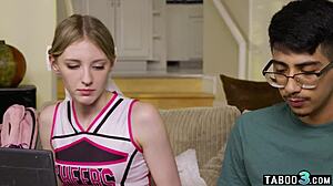 shy teen cheerleader melody marks loses virginity on big black cock