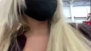 blonde teen risks tit flash in crowded public outdoors