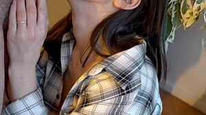 Innocent teen's sloppy blowjob ends in massive cumshot explosion pov