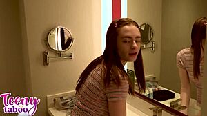 Stepdad bareback creampies petite 18yo Reese Robbins doggystyle deep