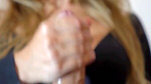 whoa this extreme close-up blonde wife pussy ride on monster cock is wild