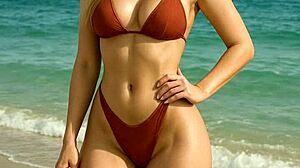 i spot this hot blonde bombshell strutting sexy on the sunny african beach waves