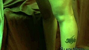 damn this ebony with small tits slurps that bbc like a pro