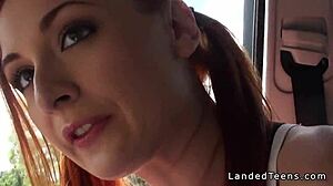Redhead Teen Cheerleader Hitchhiker Fucks Big Cock Public Outdoor
