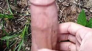 Desperate outdoor piss unleashes massive relief stream!