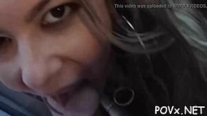 shaved smooth pussy takes rough pounding from hard cock pov