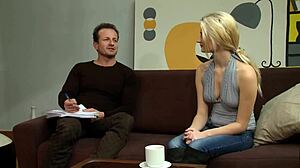 Ever dreamed of cute european blonde's tits bouncing in her first wild ride?