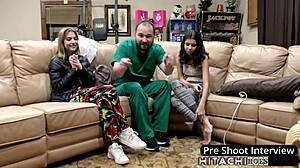 Daisy Bean spreads shaved pussy toys vibrator backstage solo moaning to orgasm small tits