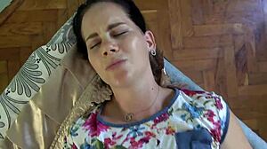 pregnant milf anna teases with her belly then gives sloppy blowjob before missionary pounding and orgasm