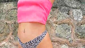 pretty petite brunette neighbor dances bikini flash chill public beach beauty vibes