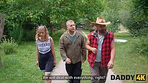 Daddy4k stepdaddy meeting turns hot outdoor pussy sex with young shaved blonde