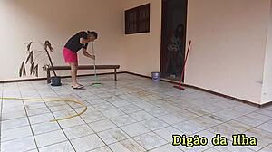 three hot latinas sneak fuck their muscular tattooed friend doggystyle bent over