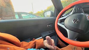 stranger girl catches car flash shows boobs jerks him