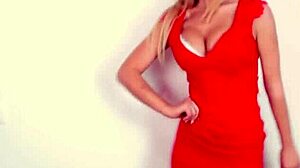Bigger Silicone Boobs Cam Girl Dances Sexy Red Dress Post Implant Fuck Tease.