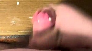 Chubby pierced fat guy shows useless small cock in solo BDSM amateur cumshot