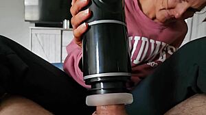 imagine wife jerking neighbor's monster cock with masturbator