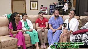 Male Nurse Sneaks Breaktime Masturbation on Exam Table Closeup