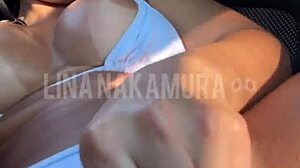 Vigilante rams Japanese babe's tight pussy in public parking lot