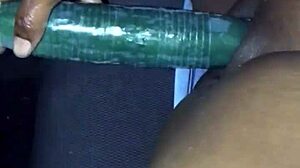 kissesxxx pounds cucumber outdoors till she squirts everywhere!!