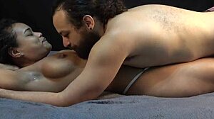 Kissing her muscular body, sniffing sweaty armpits and big pussy lips before licking passionately