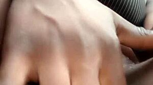 Teen rubs pussy till lips puff and swell