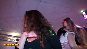 What happens when hot lesbians kiss passionately at the wild nightclub party?