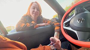 stranger girl catches car flash shows boobs jerks him