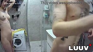 Tattooed Alice and Lucien Shower Flashing Pussy Tits Morning Routine