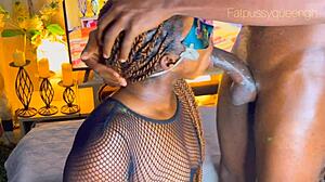 sexy ebony queen deep throats two bbc bent over doggystyle shaking orgasm