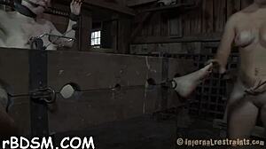 how does a glamorous bound babe scream under rough whipping lashes?