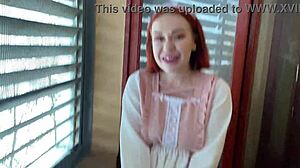 Hot college redhead maid girlfriend couldn't hold back fucking me outdoors in public quickie