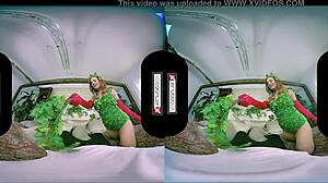 yo poison ivy cosplay vr has this hot redhead's pussy wrecked in garage parody