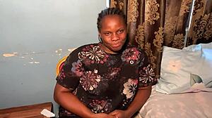 Thick ebony queen bares her huge ass and hairy pussy during the casting interview