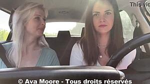 Lucky Dude's Balls Drained by Two Slutty French Girls' Deepthroat Roadside Blowbang!