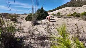 Amateur Milf Flashes Hairy Pussy And Big Tits To Stranger On Nudist Beach