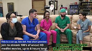 Male Nurse Sneaks Breaktime Masturbation on Exam Table Closeup