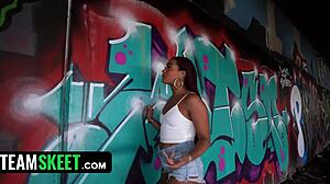 Ebony Beauty Caught Graffitiing Private Property in Jeans