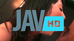 Naughty JAV Star Hitomi Oki's Irresistible Group Blowjob Tempts Two Throbbing Cocks Deep