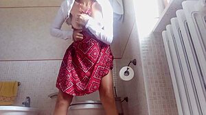 brunette amateur farts big tits out topless on hidden cam toilet voyeur