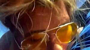 blonde slut bent over fucked deep before huge public facial