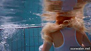 wanna see hot russian bikini babes strip nude poolside?