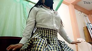 busty latina student sneaks homemade sex before it graduation