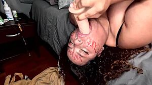 suggestive bbw slut inks dirty words then deepthroats dildo