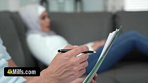 Arab milf neighbor in hijab drops by for some real American lessons